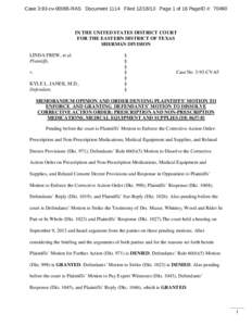 Case 3:93-cv[removed]RAS Document 1114 Filed[removed]Page 1 of 16 PageID #: [removed]IN THE UNITED STATES DISTRICT COURT FOR THE EASTERN DISTRICT OF TEXAS SHERMAN DIVISION LINDA FREW, et al.