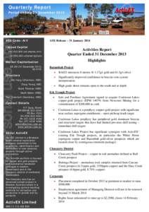 Quarterly Report  For personal use only Period ending 31 December 2013