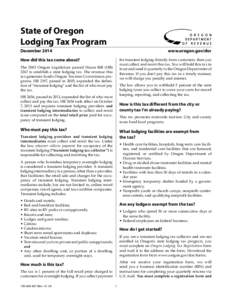 State of Oregon Lodging Tax Program, [removed]