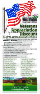 Veterans Appreciation Discount Nov. 1 through and including Nov. 15, 2015