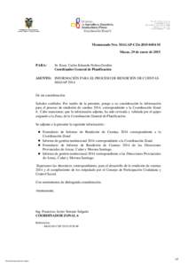 Memorando Nro. MAGAP-CZ6M Macas, 29 de enero de 2015 PARA:  Sr. Econ. Carlos Eduardo Noboa Gordón