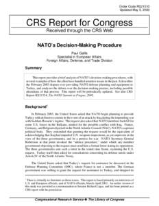 Order Code RS21510 Updated May 5, 2003 CRS Report for Congress Received through the CRS Web