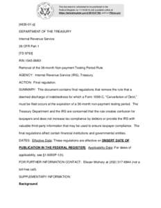 This document is scheduled to be published in the Federal Register onand available online at https://federalregister.gov/d, and on FDsys.govp] DEPARTMENT OF THE TREASURY