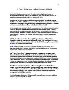 Marshall Warren Nirenberg / Health / National Heart /  Lung /  and Blood Institute / National Institute of Mental Health / C. Thomas Caskey / Nirenberg and Matthaei experiment / Medicine / Science and technology in the United States / National Institutes of Health