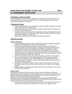 MAINE EROSION AND SEDIMENT CONTROL BMP[removed]C-3 PERMANENT VEGETATION PURPOSE & APPLICATIONS