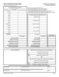 DAILY RECONCILIATION SHEET  WASHINGTON STATE UNIVERSITY OFFICE OF THE CONTROLLER PULLMAN, WA[removed]