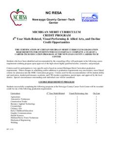 NC RESA Newaygo County Career-Tech Center MICHIGAN MERIT CURRICULUM CREDIT PROGRAM