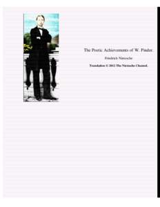 The Poetic Achievements of W. Pinder. Friedrich Nietzsche Translation © 2012 The Nietzsche Channel. 