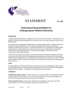 STATEMENT  No. 188 Professional Responsibilities in Undergraduate Medical Education