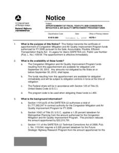 REVISED Apportionment of FY 2008 Congestion Mitigation & Air Quality Improvement Program Funds