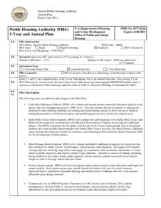 Hawaii Public Housing Authority Annual Plan Fiscal Year 2013 Public Housing Authority (PHA) 5-Year and Annual Plan