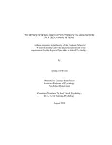 THE EFFECT OF MORAL RECONATION THERAPY ON ADOLESCENTS IN A GROUP HOME SETTING