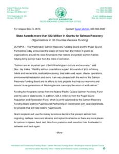 Salmon grants news release Clallam County