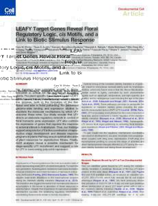 LEAFY Target Genes Reveal Floral Regulatory Logic, cis Motifs, and a Link to Biotic Stimulus Response