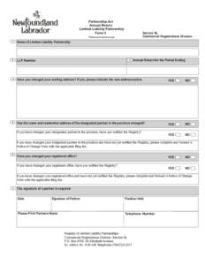 Partnership Act Annual Return Limited Liability Partnership Form 3  Service NL