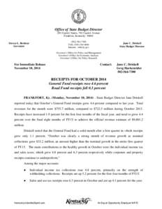 Office of State Budget Director 284 Capitol Annex, 702 Capitol Avenue Frankfort, Kentucky[removed]7300 FAX: ([removed]Internet: osbd.ky.gov