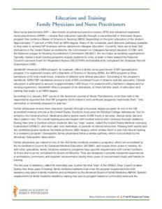 Education and Training: Family Physicians and Nurse Practitioners