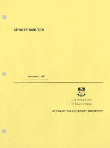 SENATE MINUTES  November 7,2001 OFFICE OF THE UNIVERSITY SECRETARY