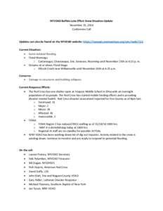 NYVOAD Buffalo Lake Effect Snow Situation Update November 25, 2014 Conference Call Updates can also be found on the NYVOAD website: https://nyvoad.communityos.org/cms/node/112 Current Situation: