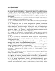 Acta de Casamata Los Señores Generales de división, Gefes de cuerpos sueltos, Oficiales del Estado Mayor, y uno por clase del ejército, reunidos en el alojamiento del General en Gefe para tratar sobre la toma de la pl