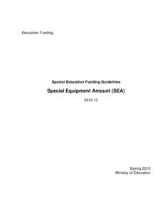 Special Education Funding Guidelines Special Equipment Amount (SEA[removed]