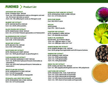 Product List  Other extract qualities available upon request EUROMED S.A. Carrer Rec de Dalt 21-23