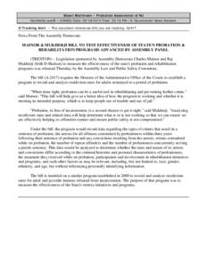 Stuart Martinsen • Probation Association of NJ GovNetNJ.com® • #96802 Date: Time: 02:19 PM • © Government News Network  Tracking Alert — This document references bills you are tracking: A2417 News