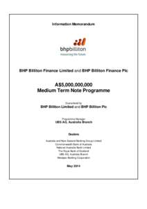 Information Memorandum  BHP Billiton Finance Limited and BHP Billiton Finance Plc A$5,000,000,000 Medium Term Note Programme