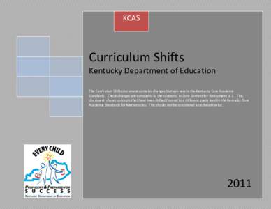 KCAS 2011 Curriculum Shifts Kentucky Department of Education Curriculum Shifts