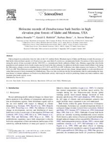 Holocene records of Dendroctonus bark beetles in high elevation pine forests of Idaho and Montana, USA