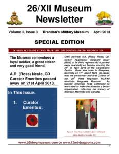 26/XII Museum Newsletter Volume 2, Issue 3 Brandon’s Military Museum