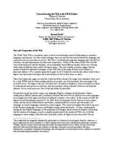 Concordancing the Web with KWiCFinder William H. Fletcher United States Naval Academy American Association for Applied Corpus Linguistics Third North American Symposium on Corpus Linguistics and Language Teaching, Boston