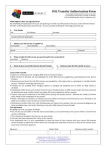 Microsoft Word - DSL Transfer Authorisation Form