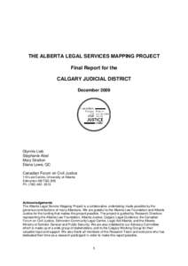 The Alberta Legal Services Mapping Project: Report for the Calgary Judicial District
