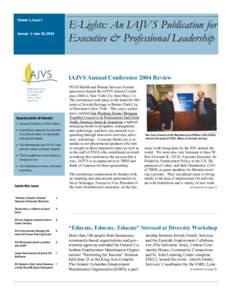 Volume 1, Issue 1  E-Lights: An IAJVS Publication for Executive & Professional Leadership  January 1- June 30, 2004