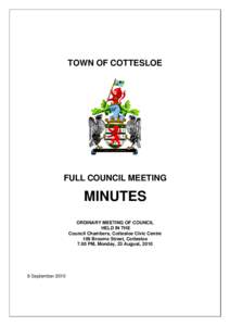 TOWN OF COTTESLOE  FULL COUNCIL MEETING MINUTES ORDINARY MEETING OF COUNCIL