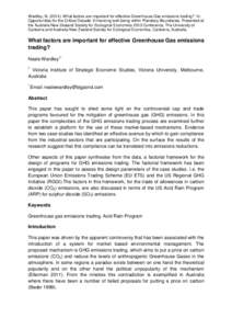 Wardley, NWhat factors are important for effective Greenhouse Gas emissions trading? In: Opportunities for the Critical Decade: Enhancing well-being within Planetary Boundaries. Presented at the Australia New Z