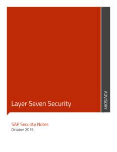 SAP Security Notes October 2015 ADVISORY  Layer Seven Security