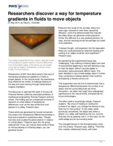 Researchers discover a way for temperature gradients in fluids to move objects