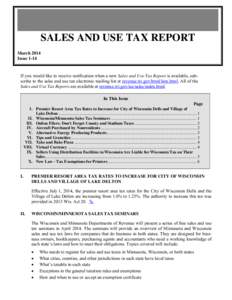 Sales and Use Tax Report - March 2014