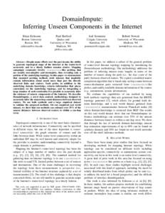 DomainImpute: Inferring Unseen Components in the Internet Brian Eriksson Paul Barford