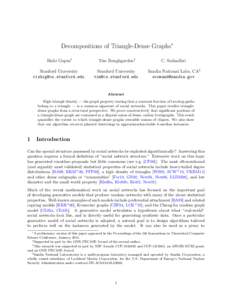 Decompositions of Triangle-Dense Graphs∗ Rishi Gupta† Tim Roughgarden‡  C. Seshadhri