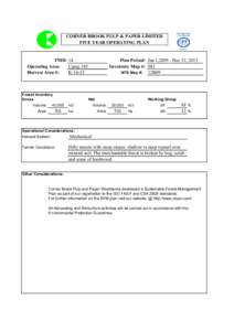 CORNER BROOK PULP & PAPER LIMITED FIVE YEAR OPERATING PLAN FMD: 14 Operating Area: Camp 185