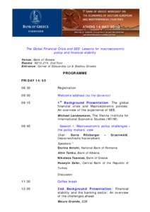 1st Bank of Greece Workshop on the Economies of the Eastern European and Mediterranean Countries