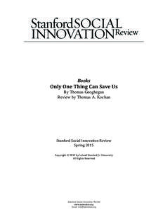 Books  Only One Thing Can Save Us By Thomas Geoghegan Review by Thomas A. Kochan