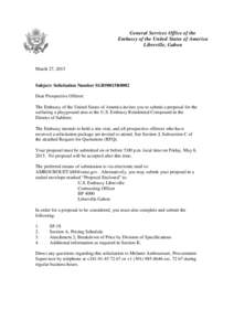 General Services Office of the Embassy of the United States of America Libreville, Gabon March 27, 2015