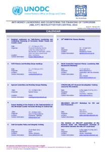 The World Bank  ANTI-MONEY LAUNDERING AND COUNTERING THE FINANCING OF TERRORISM (AML/CFT) NEWSLETTER FOR CENTRAL ASIA Issue 55 – February 2011 Available online at http://www.imolin.org