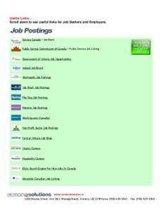 Useful Links... Scroll down to see useful links for Job Seekers and Employers. Service Canada – Job Bank Public Service Commission of Canada – Public Service Job Listing