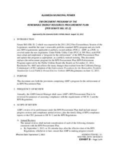  ALAMEDA MUNICIPAL POWER    ENFORCEMENT PROGRAM OF THE  RENEWABLE ENERGY RESOURCES PROCUREMENT PLAN   (PER SENATE BILL X1 2)   