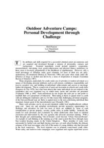 Outdoor adventure camps : personal development through challenge